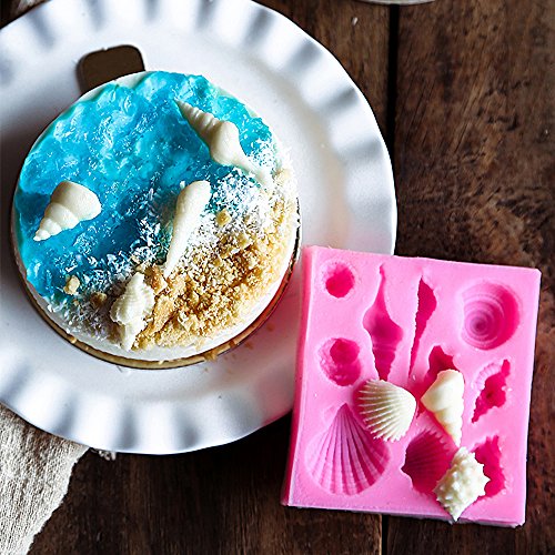 4 Pack Seashell Mold-Large and Small Mermaid Tail Mold-3D Silicone Fondant Mold for Chocolate Candy Soap
