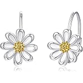 Daisy Earrings 925 Sterling Silver Flower Leverback Earrings Daisy Jewelry Gifts for Women