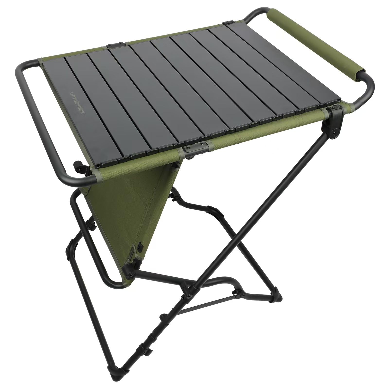 Photo 1 of FATTY CHOWCHOW Camping Table with Additional Roll Up Tabletop, Multifuctional Camping Table Easily Transfer to Chair(Green)