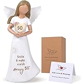XPLOREFIELDS 50th Birthday Gifts for Women, Happy 50th Birthday Angel Figurine Decorations for Woman, Sculpted Hand-Painted Figure Gifts for 1976 Mom,Wife,Friends,Sister