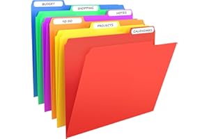 HABGP 6Pcs Colored File Folders Letter Size with Tabs, Manilla Folders 8.5 x 11, Plastic Manila Folders 1/3 Cut, Office Supplies Filing Folders for Documents, Filing Cabinet, Paper, School