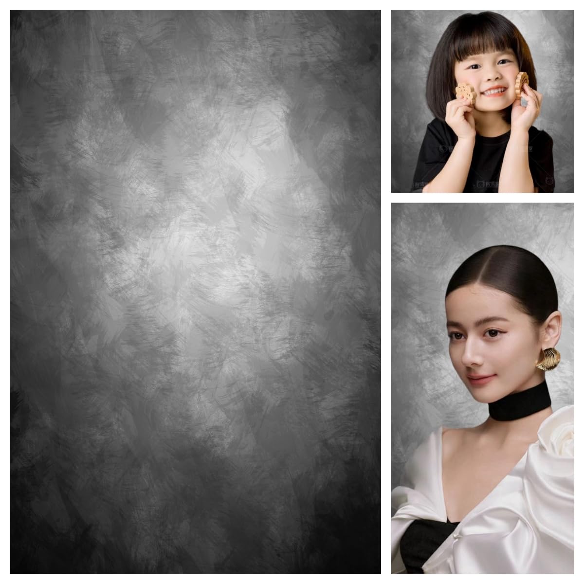 WaW 5x7ft/1.5x2.2m Light Grey GradientAbstract Textured Background Photo Studio Fabric Backdrop for Portrait Photography — image 1