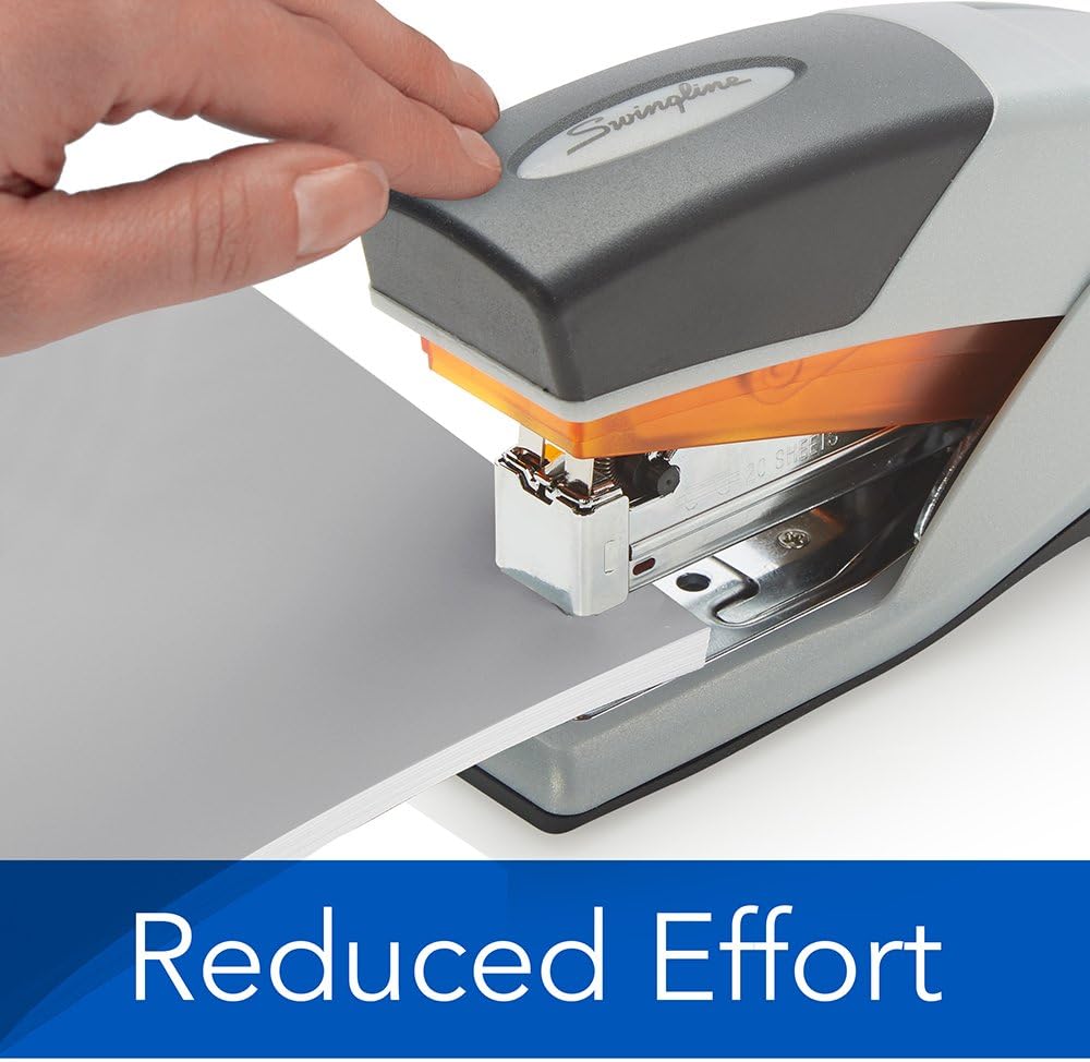 Swingline Stapler, Optima 25, Compact Desktop Stapler, 25 Sheet Capacity, Reduced Effort, Orange/Gray (66412) : Desk Staplers : Office Products