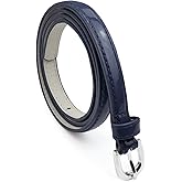 Belle Donne Thin Belts For Women with Silver Buckle for Dress n Jeans, Skinny Belt Womens Trendy Cinturones Para Mujer