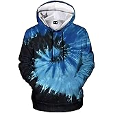 Bombline Mens Tie Dye Hoodie Pullover Hoody Hooded Sweatshirt, Tie Dye Hoodies for Men
