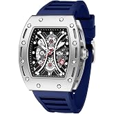 MF MINI FOCUS Watch for Men Wristwatch Fashion Hollow Big Dial Luminous Waterproof Sport Analog Quartz Business Mens Watches Blue Silicon Strap Dress Watch