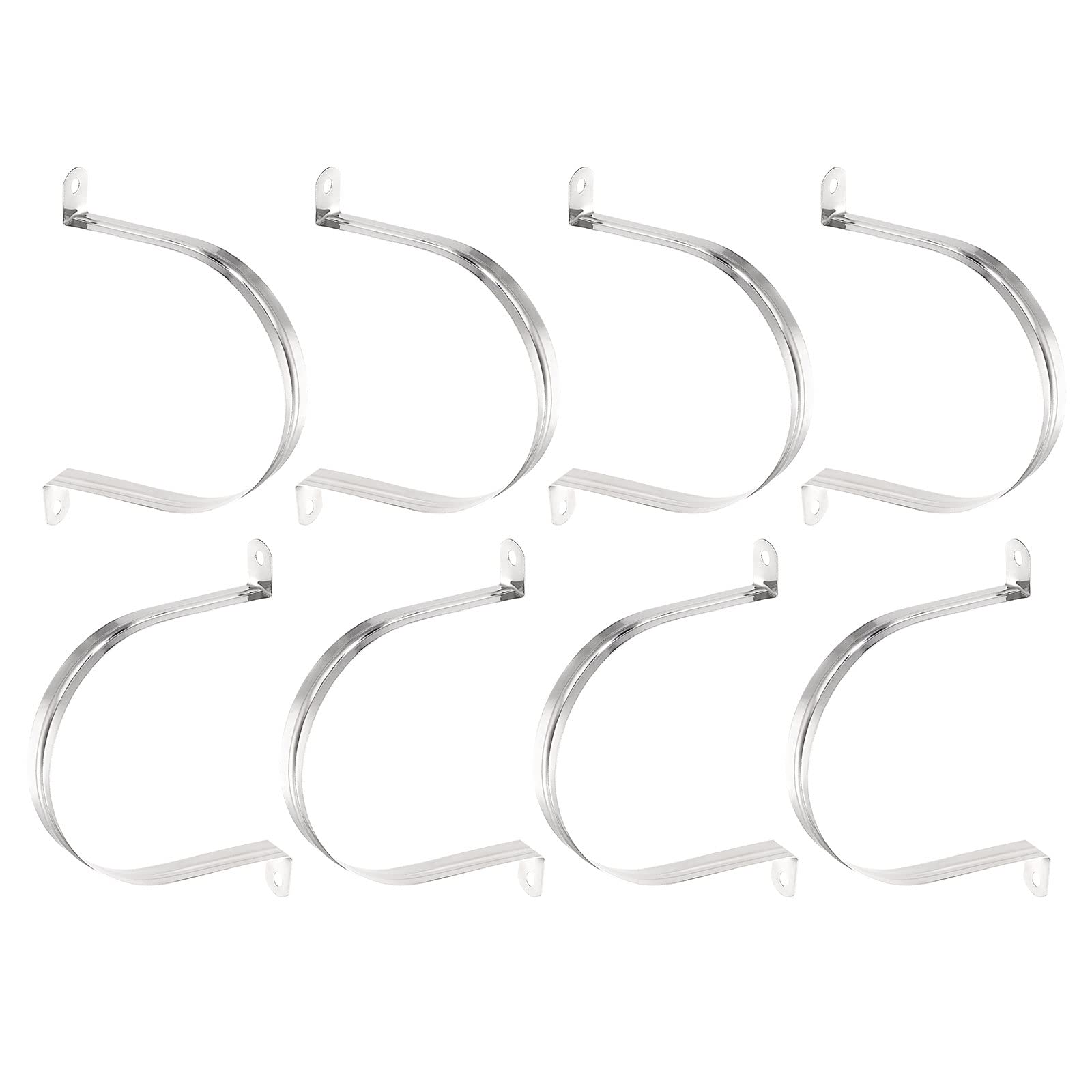 DTGN 18mm(W) Two Hole Strap - 8Pack - Good for Industrial 110mm Dia Pipe Fixing - 201 Stainless Steel Rigid Pipe Strap Clamp - Silver Tone — image 1