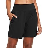 baleaf Womens' 7" Long Running Athletic Shorts with Liner High Waist Workout Gym Quick Dry Soft Split Leg Zipper Pocket