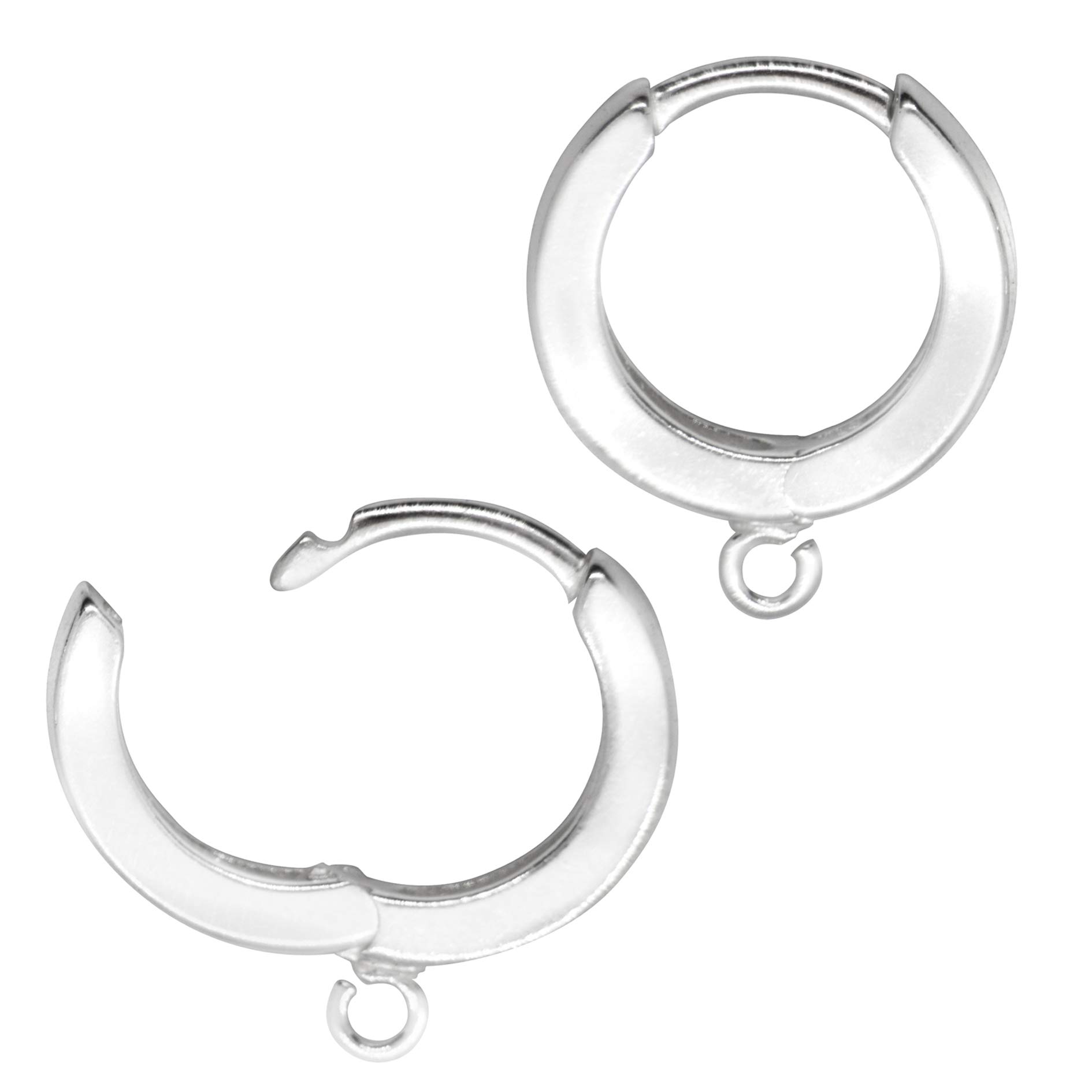 TJS Hoop Earrings Findings 14 mm with Jump Ring Nickel Free 925 Sterling Silver, Lever Back Earring Findings - Ideal for DIY Jewellery Making