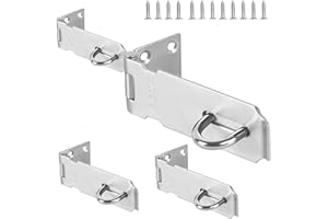 KINJOEK 4 PCS 3 Inch Door Locks Hasp Latch, Stainless Steel Security Door Latch Padlock Hasp, 2mm Extra Thick Brushed Finished Door Gate Bolt Clasp Lock with Mounting Screws for Door Shed Cabinet