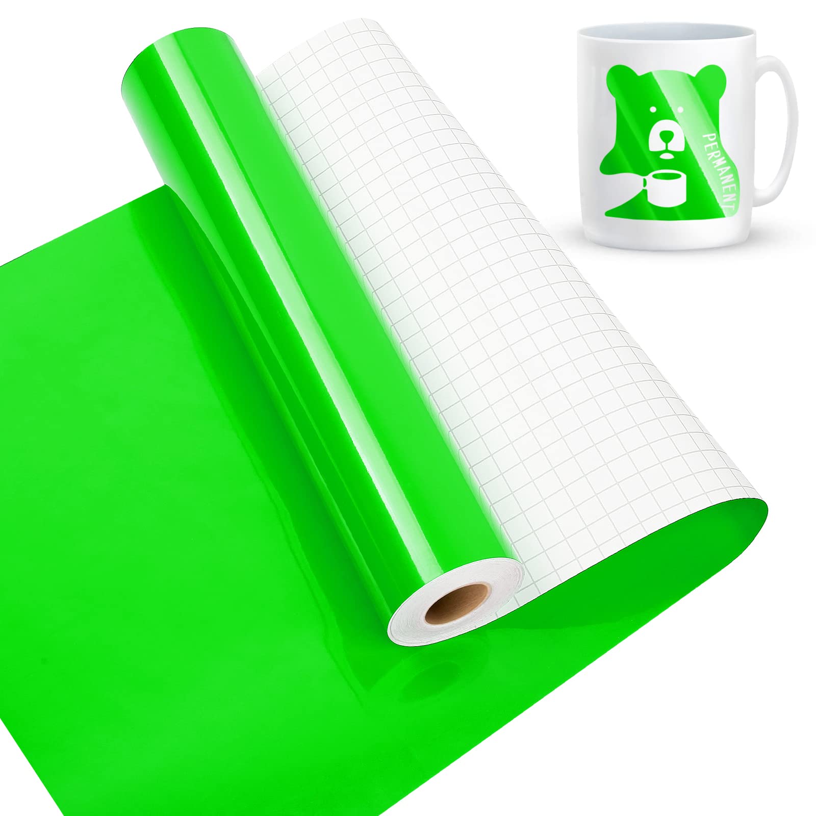 Photo 1 of Glossy Green Permanent Vinyl, Lya Vinyl Glossy Green 12" x 50Ft Permanent Adhesive Roll for Cutting Machine, Vinyl Roll for Craft Cutter