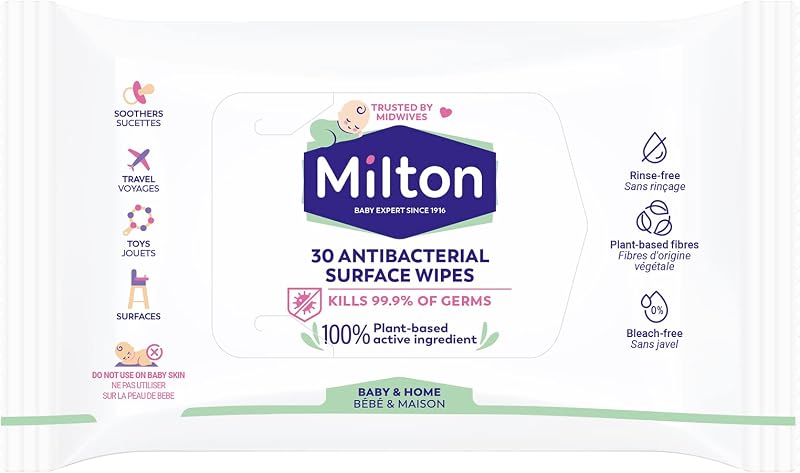 Milton Antibacterial Surface Wipes 30 Wipes 7 Packs Baby Safe