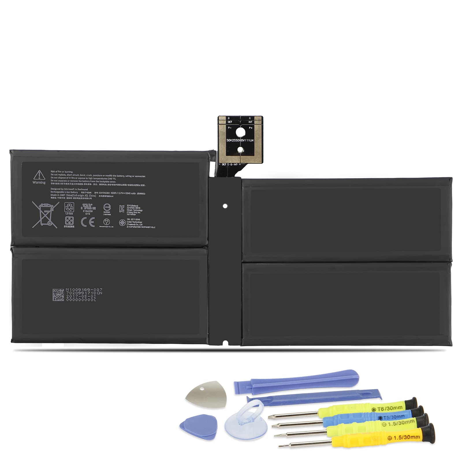 K KYUER 45Wh G3HTA038H Tablet Battery for Microsoft Surface Pro 5 1796 Surface Pro 6 1807 1809 Series 2-in-1 Detachable Tablet Computer DYNM02 7.57V Notebook Replacement Laptop Battery