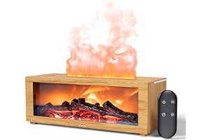 Essential Oil Diffuser Fireplace, Home Flame Fragrance Diffuser with Remote Control, 7 Types of LED Lights with Timer, Ideal 