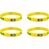 LLBFHH 4 Pcs Guyana Guyanese Country Flag Rubber Bracelets, National Flag Silicone Bracelet, Rubber Wristbands Patriotic Decorations Gift.