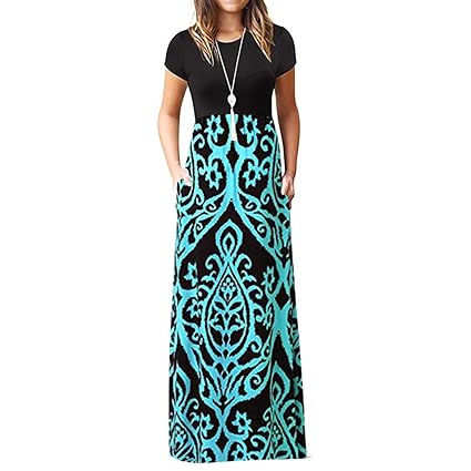 MORETIME 2019 Sommerkleid, Damen Kalte Schulter Tasche Blumendruck Elegante Kurzarm LäSsige Vintage Retro Elegant Kleider Par