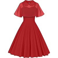 Women’s 1950s Vintage Swing Dress – V-Neck With Bowknot, Rockabilly Style - View #3