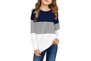 storeofbaby Girls Tops Casual Long Sleeve Shirts Loose Round Neck Tunic Blouse