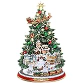 The Bradford Exchange Thomas Kinkade Lighted Musical Christmas Tree with Rotating Train and Sculpted Village