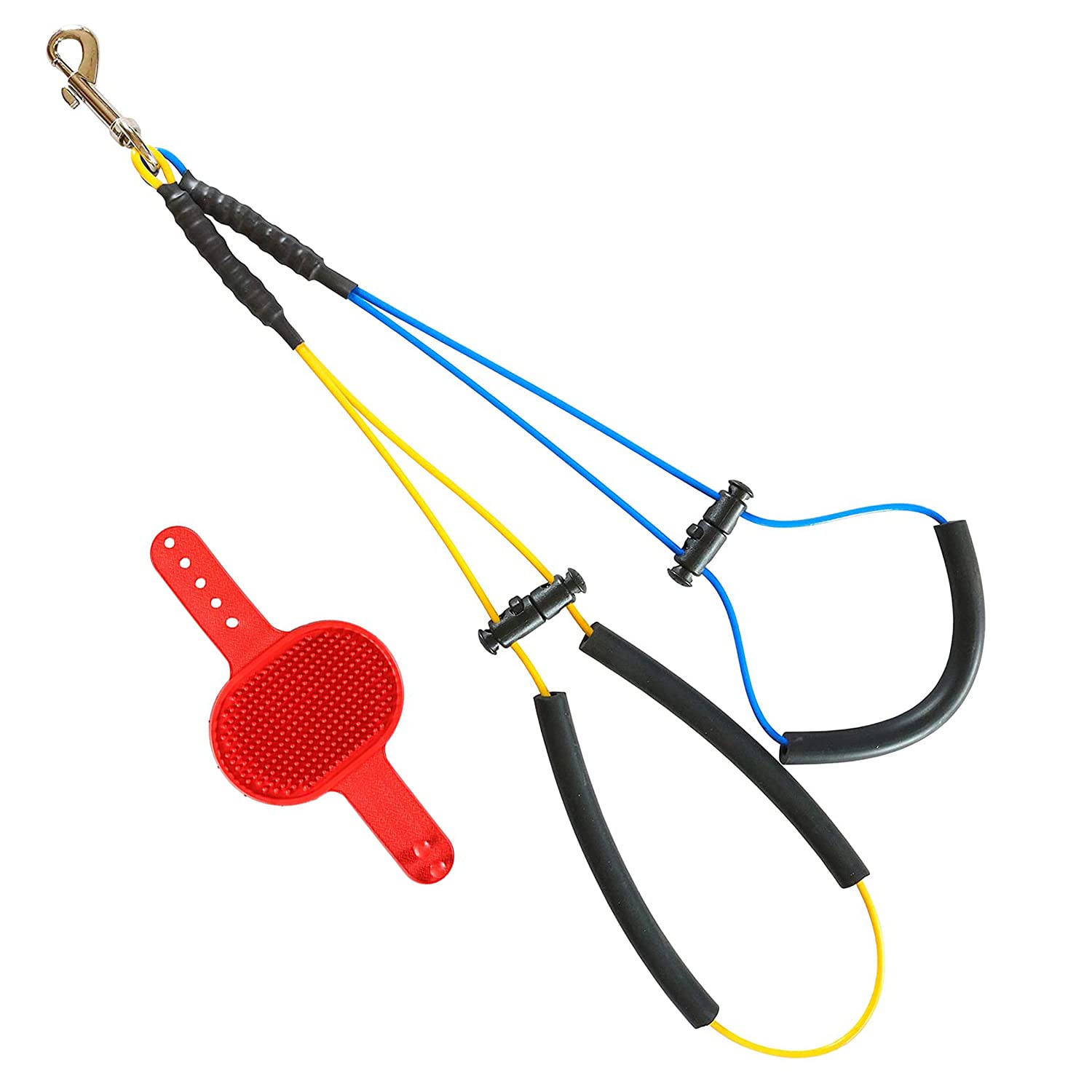 Rowno No Sit Haunch Holder Dog Restraint Grooming Assistance Kit, Heavy Duty Adjustable Cable Loop Clips for Small and Medium Dogs, Complete with Silicone Pet Hair Groom Brush