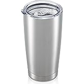 HZJSTSWQ 20 oz Tumbler with Lid Stainless Steel Insulated Tumblers Double Wall Vacuum Coffee Mug Powder Coated Tumbler Cups for Cold and Hot Drinks, Stainless Steel, 1 pack