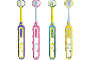3 Sided Toddler Toothbrush for Ages 1-8, Soft Triple Bristle Toothbrush 360° Clean, for Children’s Tooth Care Autism Sensory 