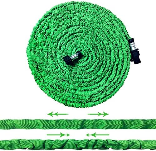 Garden Hose, 75FT Strongest Flexible Lightweight Expandable Double Layer Latex Retractable Collapsible Water Hose, Expands to 3 Times Length Best Pressure Washer for Car Cleaning Lawn Watering, Green