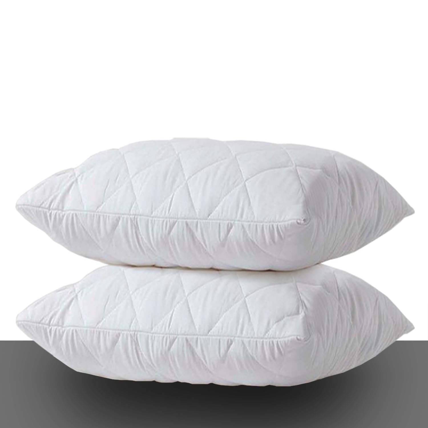 Pillow Protectors 2 Pack Cover White, Anti Allergy Zipped Pillows Protector, Quilted Pillow Case, Machine Washable, Dust & Mite Proof - 50 x 75cm