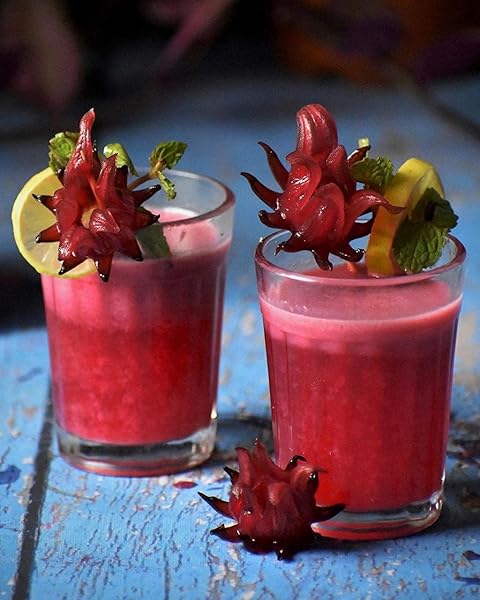 EDIBLE HIBISCUS FLOWERS PACKED IN GLASS JAR, DESSERT TOPPING, 100% NATURAL WITH NO ARTIFICIAL COLOR & NO PRESERVATIVES, 250G, 8 FLOWERS
