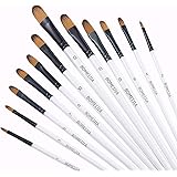 Filbert Paint Brushes Set, 12 PCS Artist Brush for Acrylic Oil Watercolor Gouache Artist Professional Painting Kits with Synt