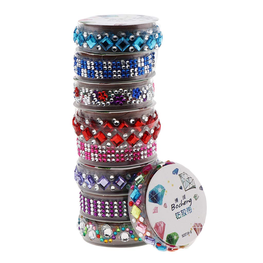 6 Rolls SelfAdhesive Rhinestones Various Sizes & Shapes Gemstone Embellishments Tapes for DIY