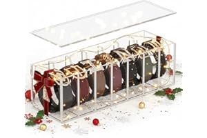 JolyBay Acrylic Belt Organizer for Closet - 7 Compartments With Dust Cover Transparent Storage Holder | Display Case for Makeup, Jewelry, Watches, Bow Tie, & Bracelets | Multipurpose Clear Containers