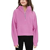 Girls' Hoodies Sweatshirts Half Zipper Pullover Crop Tops for Teen Girls Long Sleeve Sweater Thumb Hole