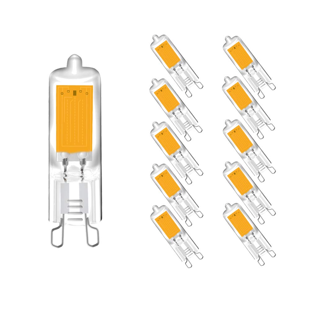 ENGEYA G9 2W Glass COB Bulbs,LED G9 Capsule Lamps,25W Incandescent Equivalent,2W LED Energy Saving Light Bulbs 250 Lumens/AC 220-240V /Non-Dimmable, Warm White 3000K, 10-Pack