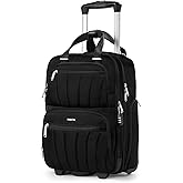 FIGESTIN Underseat Carry On Luggage with Wheels, 16-inch Softside Rolling Under Seat Luggage, Lightweight Overnight Carry On Suitcase for Women Men(Black)