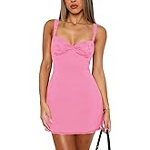 Women's Summer Mini Dresses Sleeveless Sexy Square Neck Lace Splicing Cocktail Party Straps Bodycon Dress