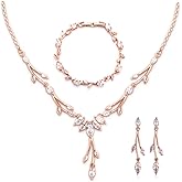 GULICX Jewelry Set for Womens, Rhinestone Necklace and Earrings Bracelet Set, Wedding Party Prom Jewelry Set for Brides Bridesmaid