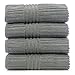 Bare Cotton Luxury Hotel & Spa Towel 100% Genuine Turkish Cotton Towel Set Bath Towel, Striped, Gray, Set of 4