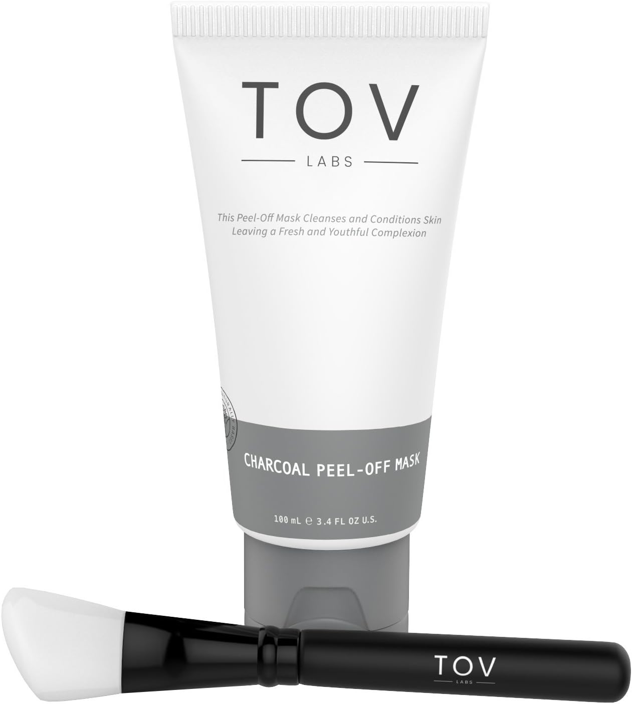 TOV LABS Activated Charcoal with Vitamin E, Deep Cleansing Peel Off Mask, Face and Nose. Removes Blackheads, Whiteheads, Dirt, and excess Oil. For Acne and Oil Control, All Skin Types, Vegan 100ml