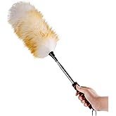 Lambswool Extendable Cleaning Duster 26-64 Inch, Anti-Static Wall Duster Cleaner with Sponge Grip and Stainless Steel Extensi