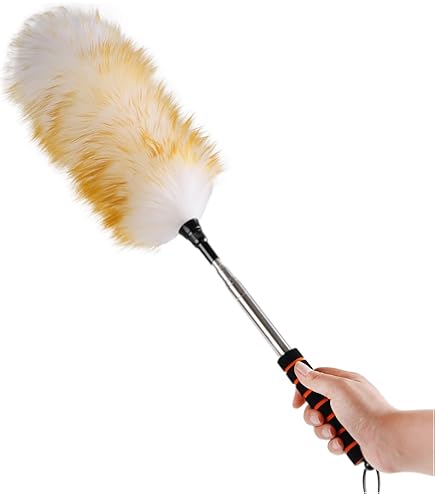 Plumero De Lana De Cordero Extensible Hasta 190 Cm - Incluye Cabezal De Repuesto - Suave, Lavable, No Raya - Ideal Para Techos Y Superficies Delicadas