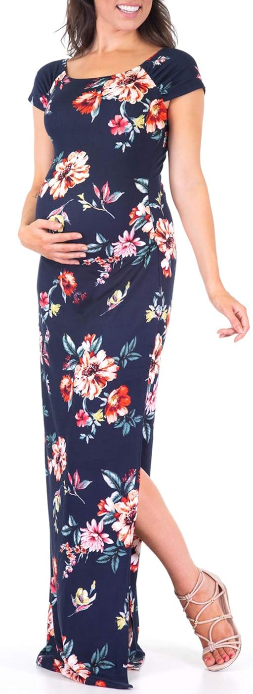 Shortsleeve Ruched Bodycon Maternity Dress with Side Slits at  Women’s Clothing store