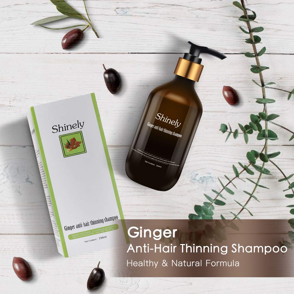 Shinely Hair Growth Shampoo - With Ginger Oil /Herbal Ingredients for Hair Loss and Thinning Hair - Fights Hair Loss, Promotes Hair Growth - No Sulfates - All Hair Types, Men & Women (8.5 Fl Oz/250mL): Beauty