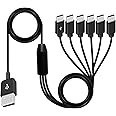 Poyiccot USB A to USB C Splitter Cable, Multi USB C Splitter Cable, 6 in 1 USB 2.0 Type A Male to 6 USB C Male Charging Cable, for USB Type-C Phone, Tablet, 5ft