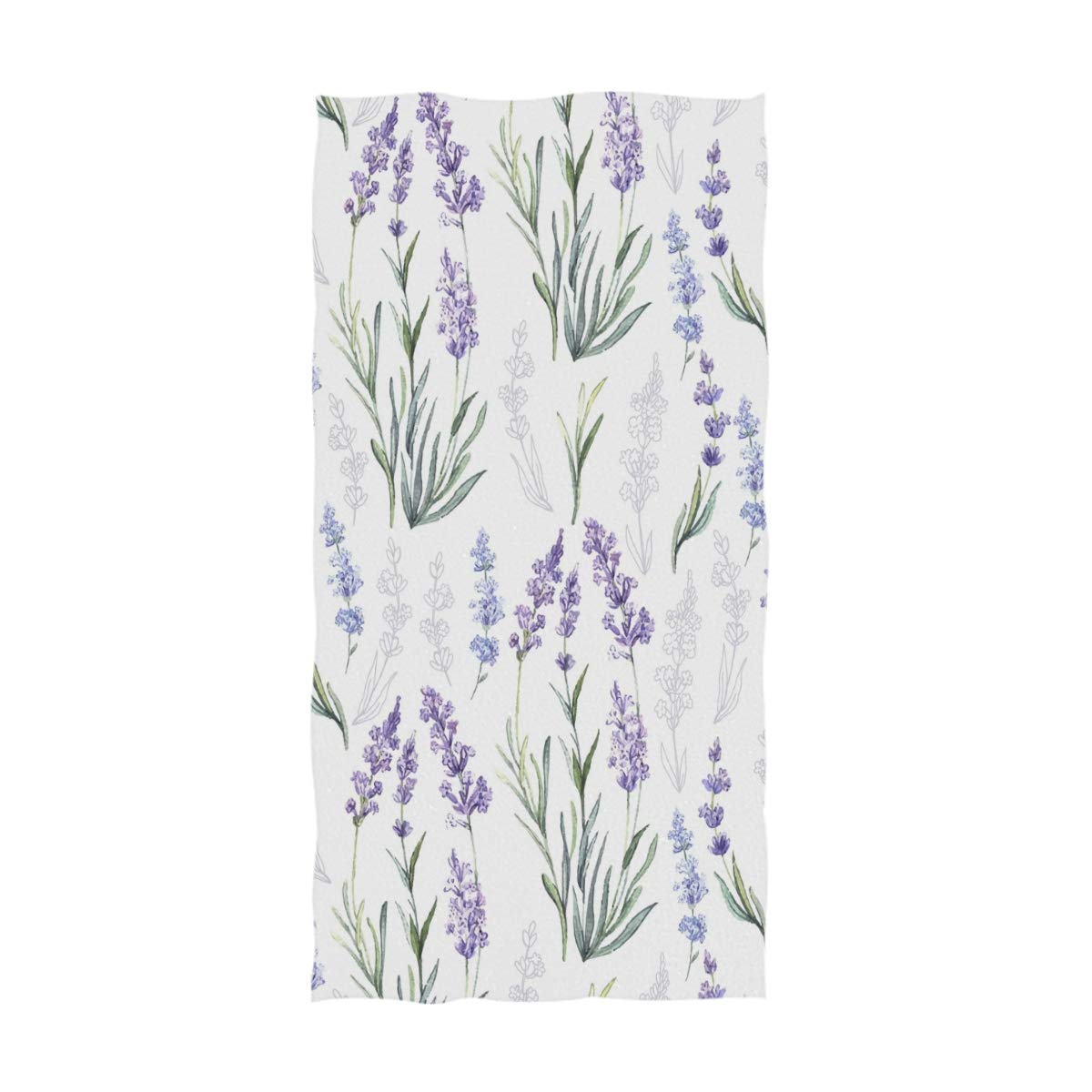 Naanle Stylish Luxuriant Beautiful Lavender Flowers Pattern Soft Absorbent Large Hand Towels Multipurpose for Bathroom, Hotel, Gym and Spa (16" x 30",Floral)