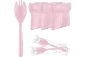 EUSOAR Disposable Sporks Bulk, 50pcs 5.5"x1.2" Plastic Sporks, Heavy Duty Disposable Mini Utensils Silverware Set Individuall