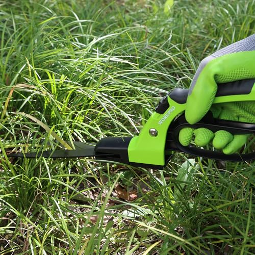 WORKPRO Tijeras Cortacésped Comfort Giratorias 360° para Diestros y Zurdos, Tijeras para Césped con 16 Posiciones de Corte, Mango Antideslizante Ergonómico, para Bordes de Jardín y Césped