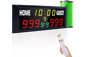 YZ 16” Large Electronic Scoreboard with Remote, Bright LED Scoreboard for Outdoor Games, Digital Scoreboard with Timer Clock,
