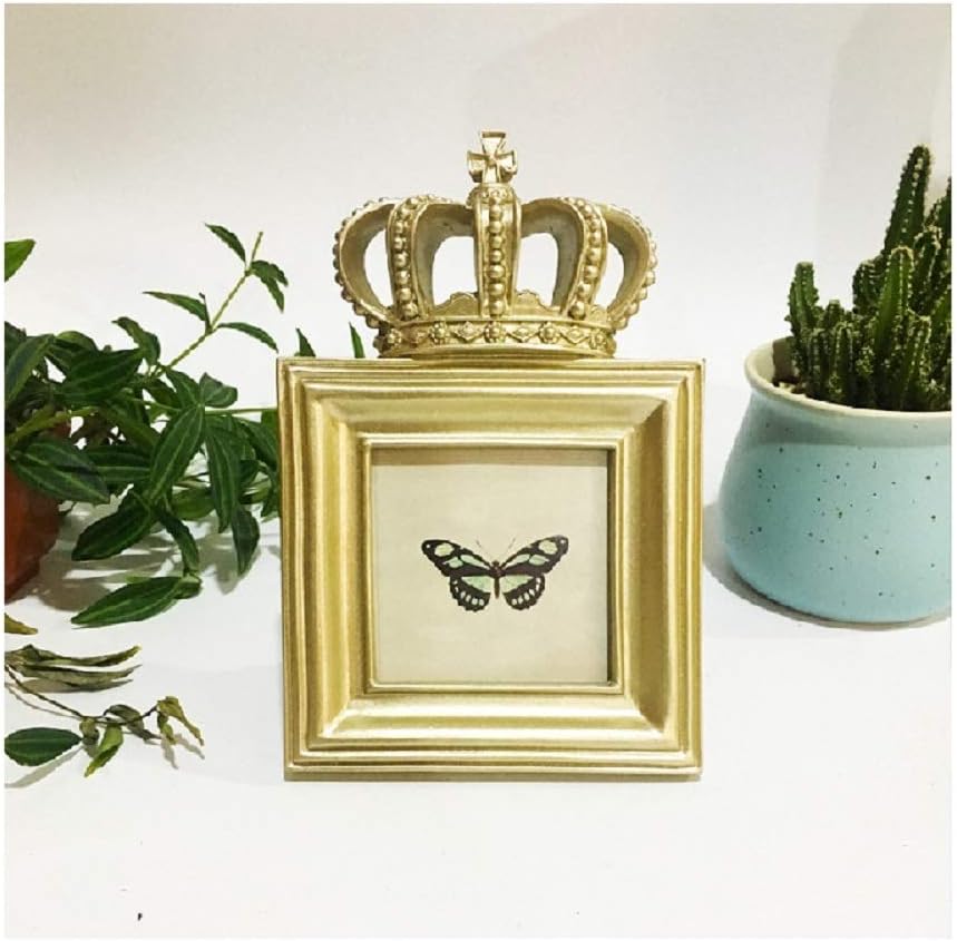 Tabletop Frames Chic Style Crown Photo Frame Wedding Creative Craft Gift Home Living Room Decoration Gold Resin Pendulum Picture Frames (Color : A, Size : 4.77.30.6in)