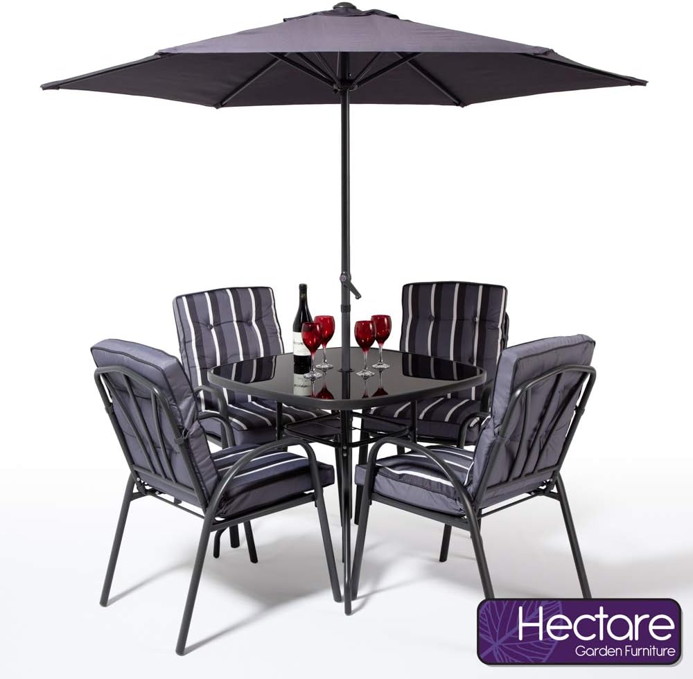 HECTARE Hadleigh 4 Seater Garden Patio Dining Furniture Set (Grey